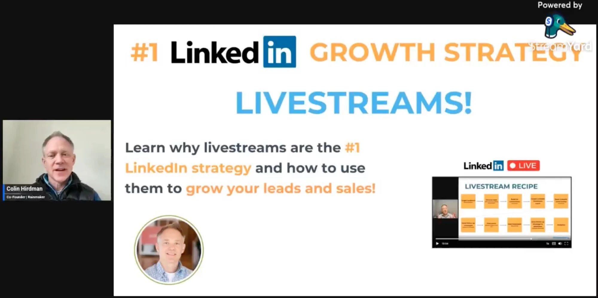 Colin Hirdman hosting a LinkedIn livestream on why livestreams are the #1 LinkedIn growth strategy